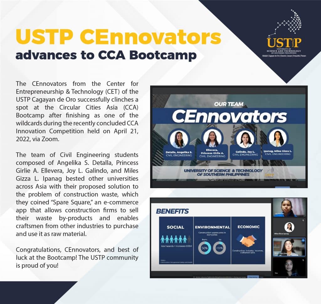 USTP CEnnovators advances to CCA Bootcamp