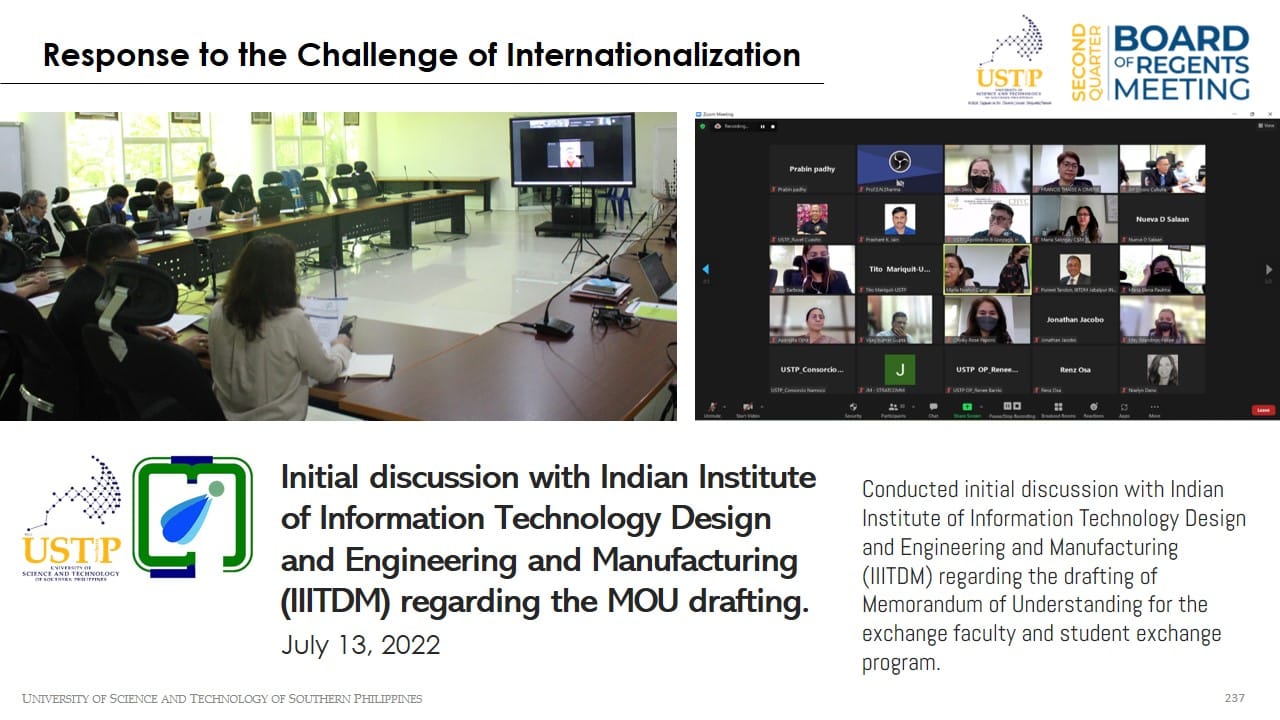 Initial Discussion with the Indian Institute of Information Technology Design and Engineering and Manufacturing (IIITDM) regarding the MOU drafting on July 13, 2022