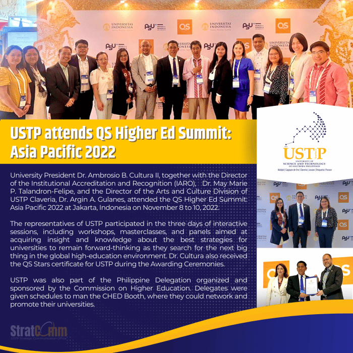 USTP attends QS Higher Ed Summit: Asia Pacific 2022 - University of ...
