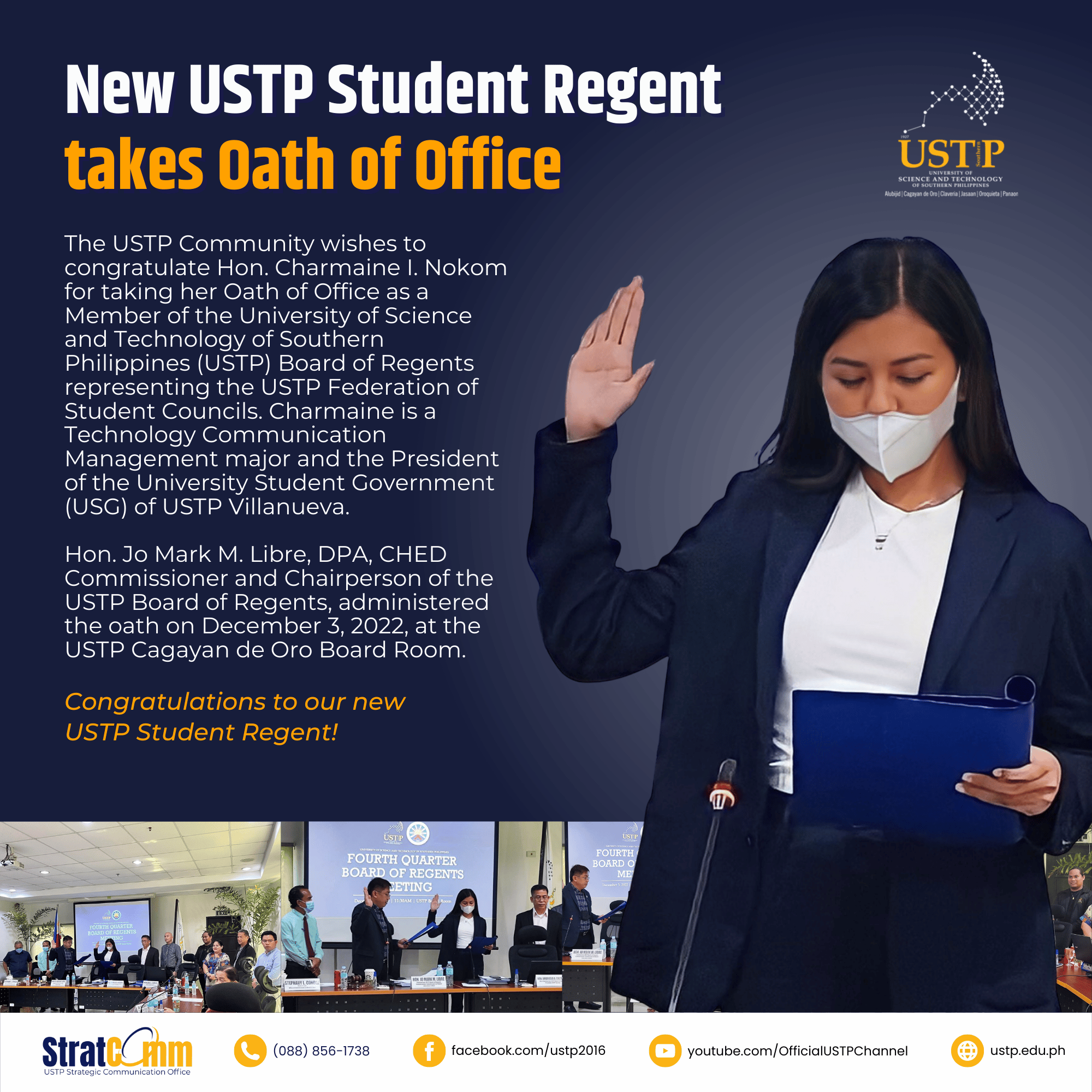 New USTP Student Regent takes Oath of Office University of Science