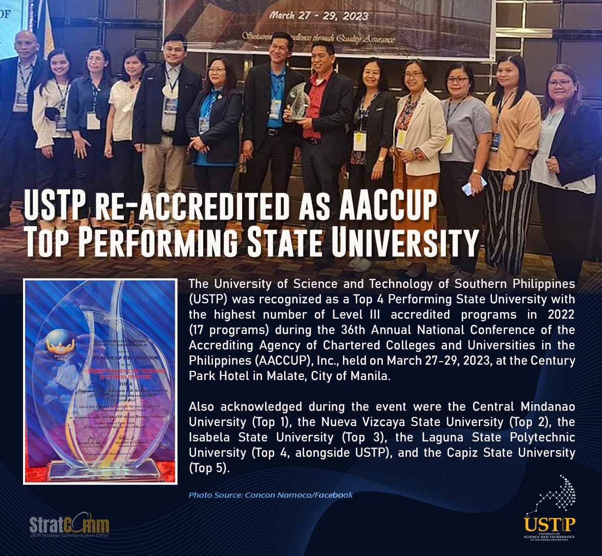 USTP re-accredited as AACCUP Top Performing State University Artcard