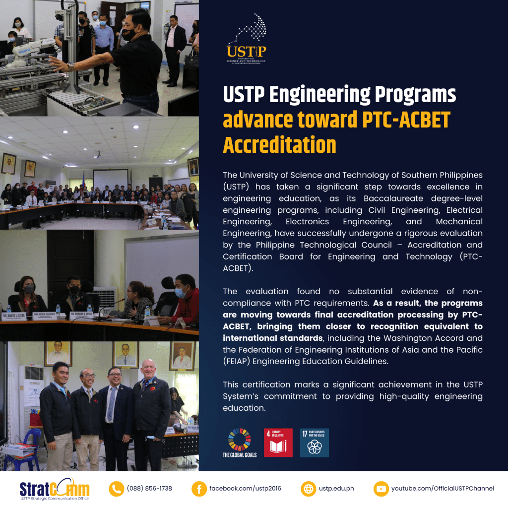 USTP Engineering Programs advance toward PTC-ACBET Accreditation