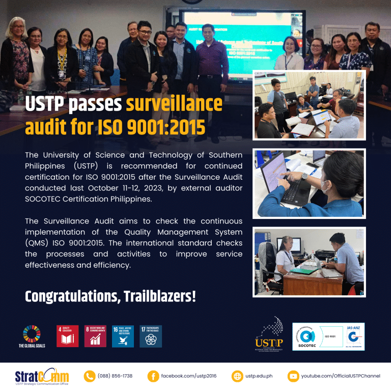 USTP passes surveillance audit for ISO 9001 2015