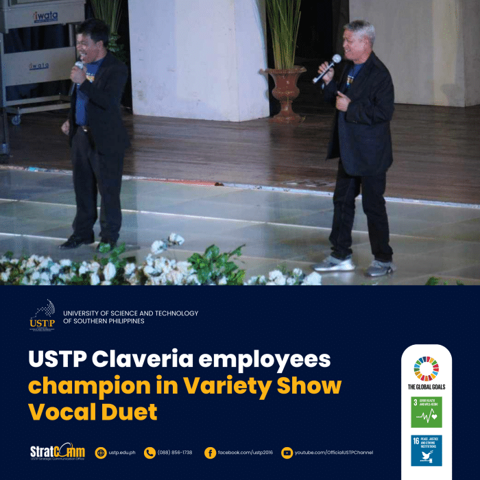 USTP Claveria employees champion in Variety Show Vocal Duet