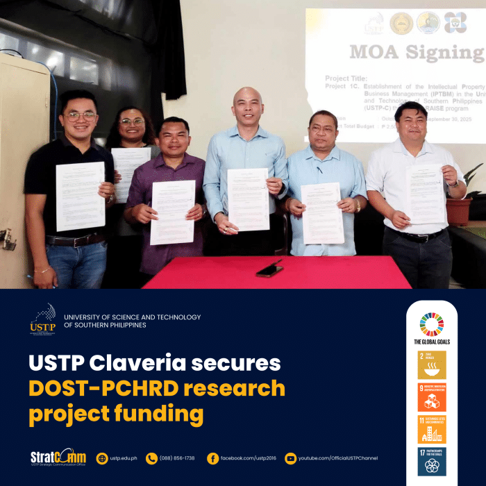USTP Claveria secures DOST-PCHRD research project funding