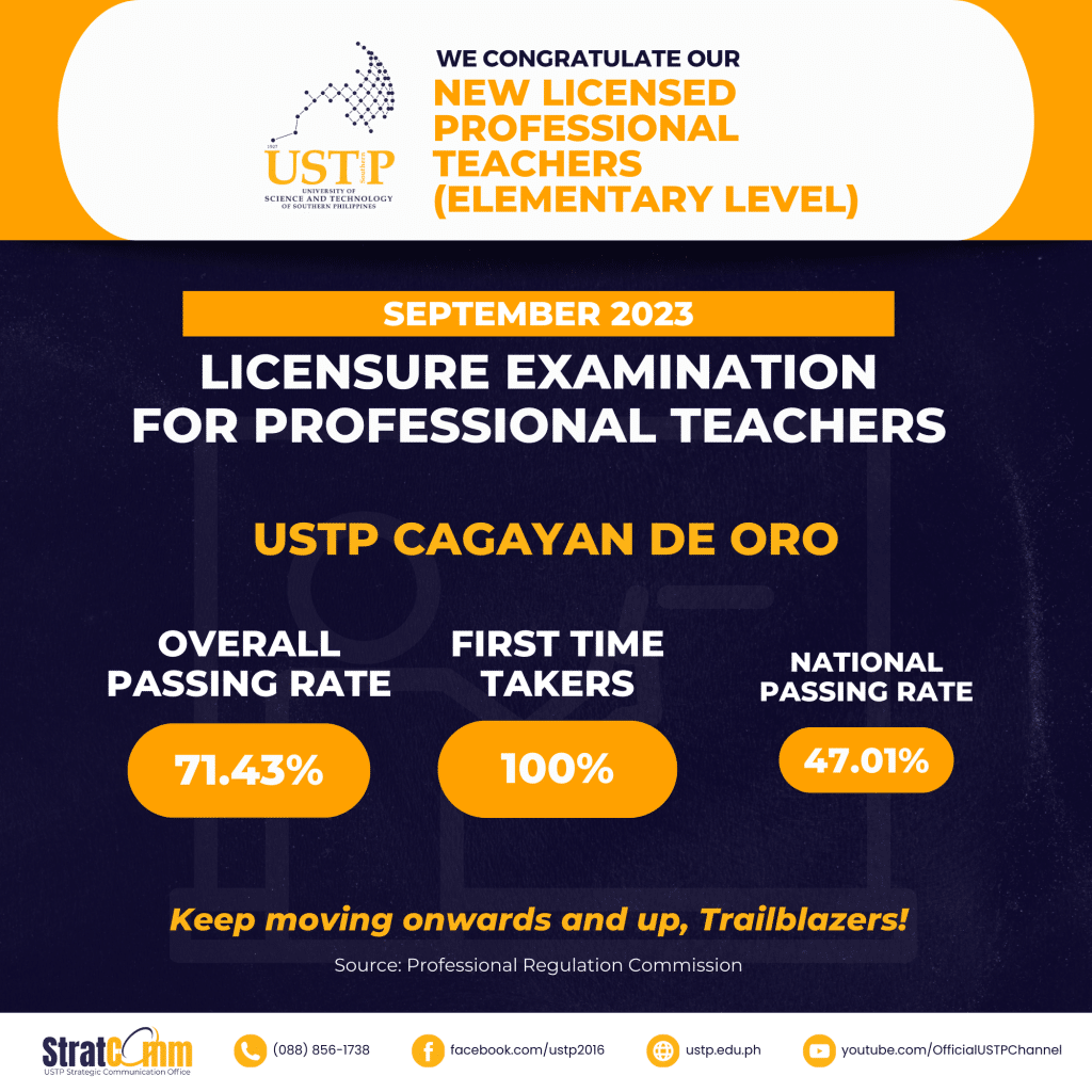 New Licensed Professional Teachers (September 2023 - Elementary - USTP Cagayan de Oro)