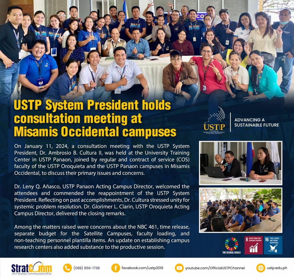 USTP System President holds consultation meeting at Misamis Occidental campuses