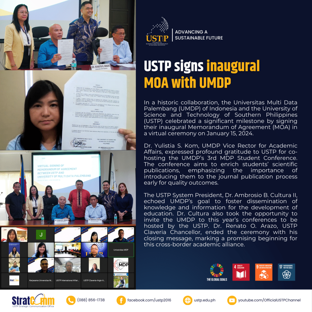 USTP signs inaugural MOA with UMDP
