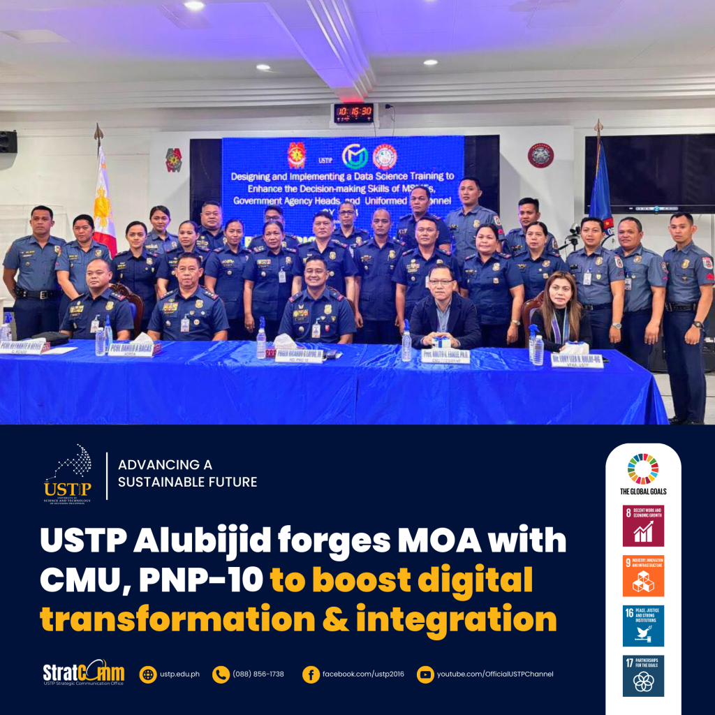 USTP Alubijid forges MOA with CMU, PNP-10 to boost digital transformation & integration