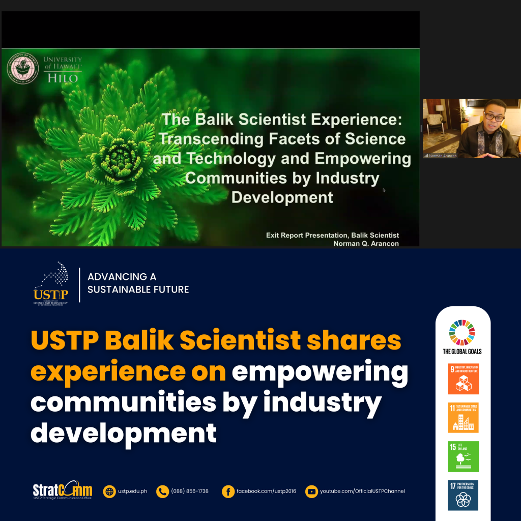 USTP Balik Scientist shares experience on empowering communities by industry development