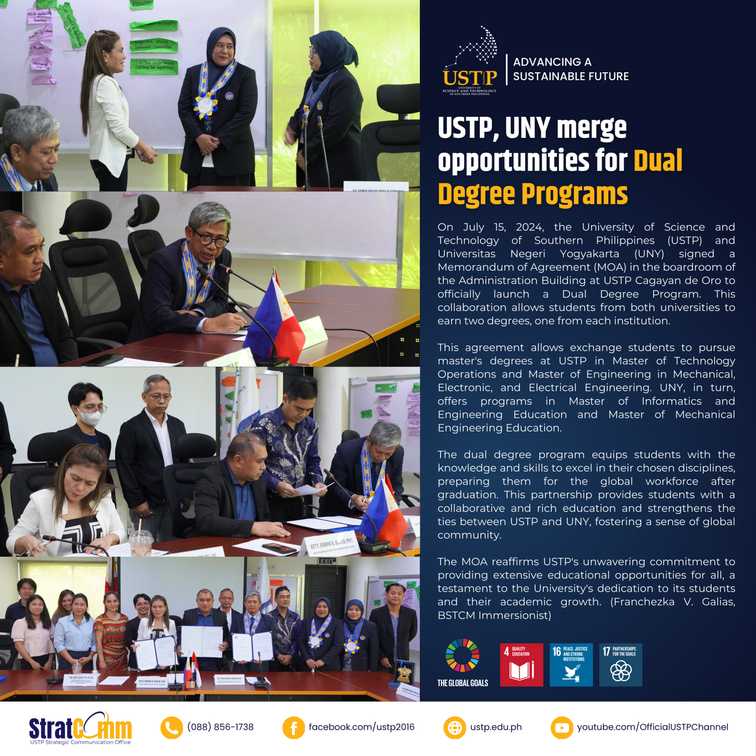 USTP, UNY merge opportunities for Dual Degree Programs - University of ...