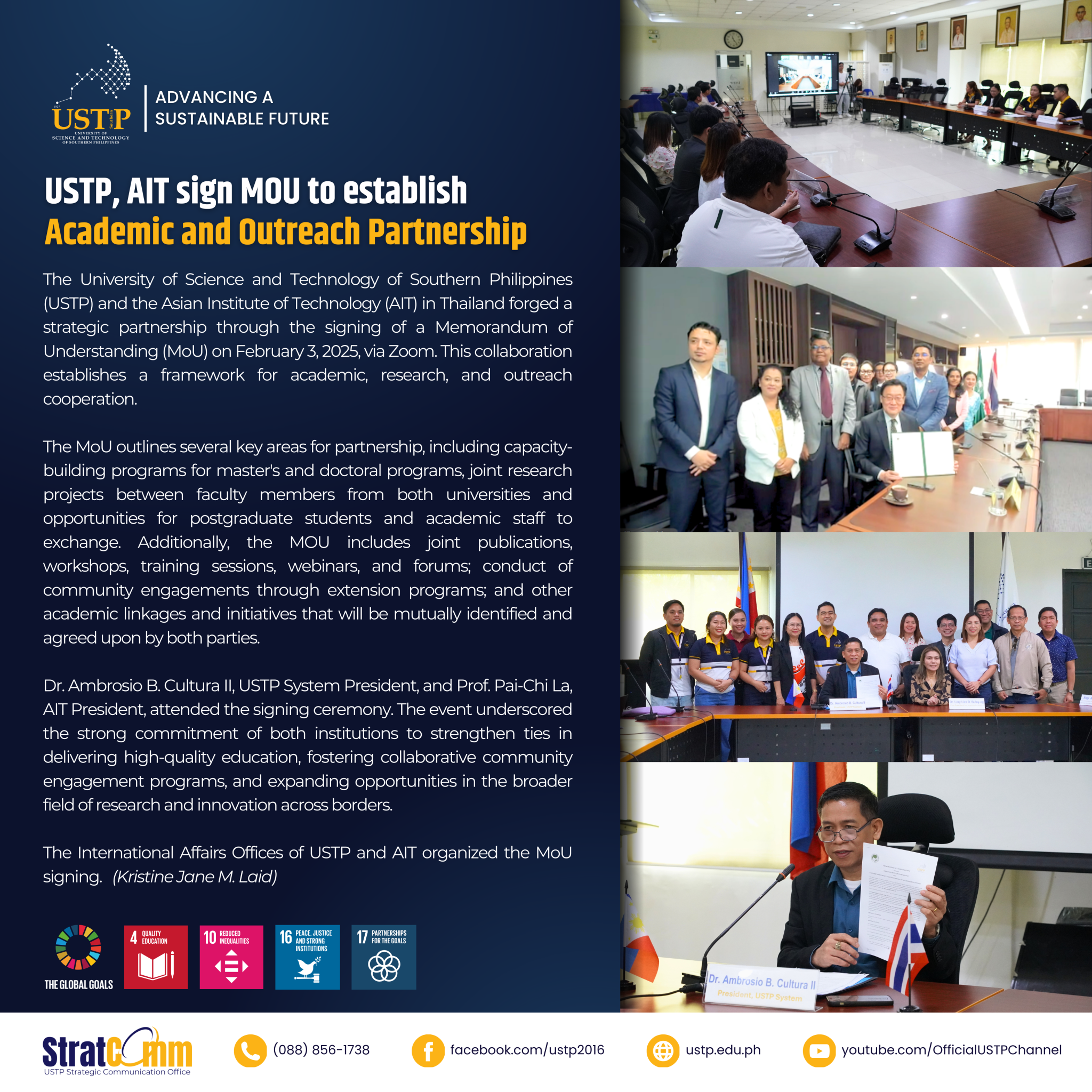 USTP, AIT sign MOU to establish Academic and Outreach Partnership ...