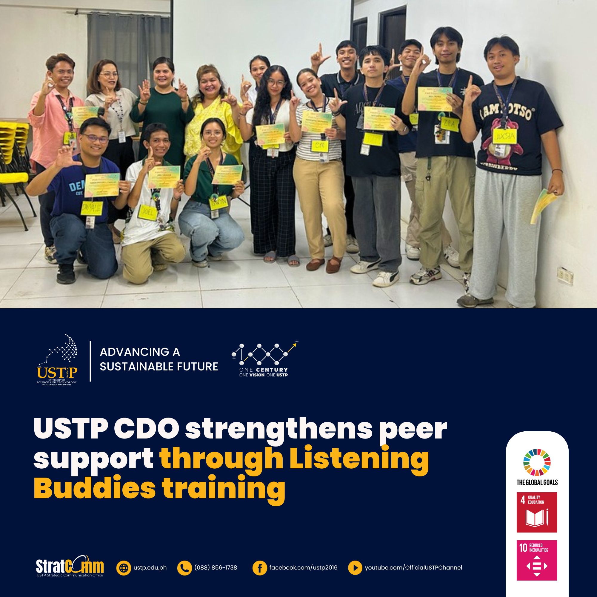 USTP CDO strengthens peer support through Listening Buddies training ...